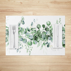 Lofaris Green Plant Leaves White Spring Set Of 4 Placemats