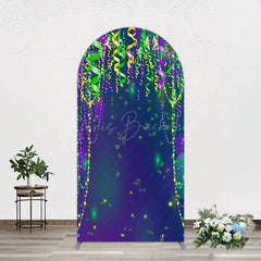 Lofaris Green Purple Ribbons Birthday Party Arch Backdrop