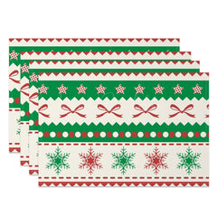 Lofaris Green Red Christmas Snowflake Set Of 4 Placemats