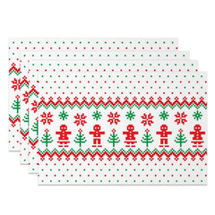 Lofaris Green Red Pixel Pattern Christmas Set Of 4 Placemats