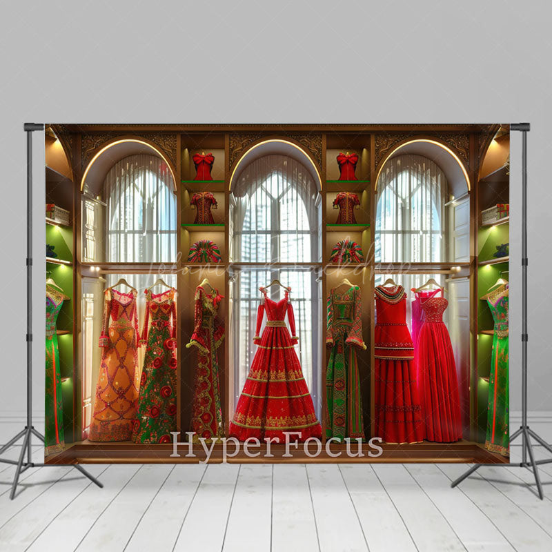 Lofaris Green Red Vintage Lit Dress Boutique Photo Backdrop