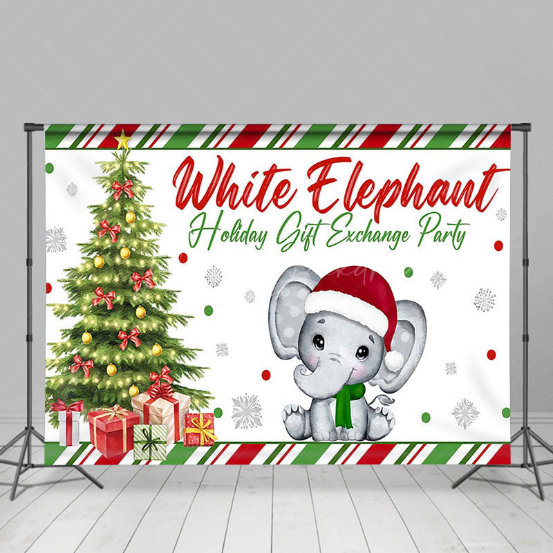 Lofaris Green Red White Elephant Gift Exchange Party Backdrop