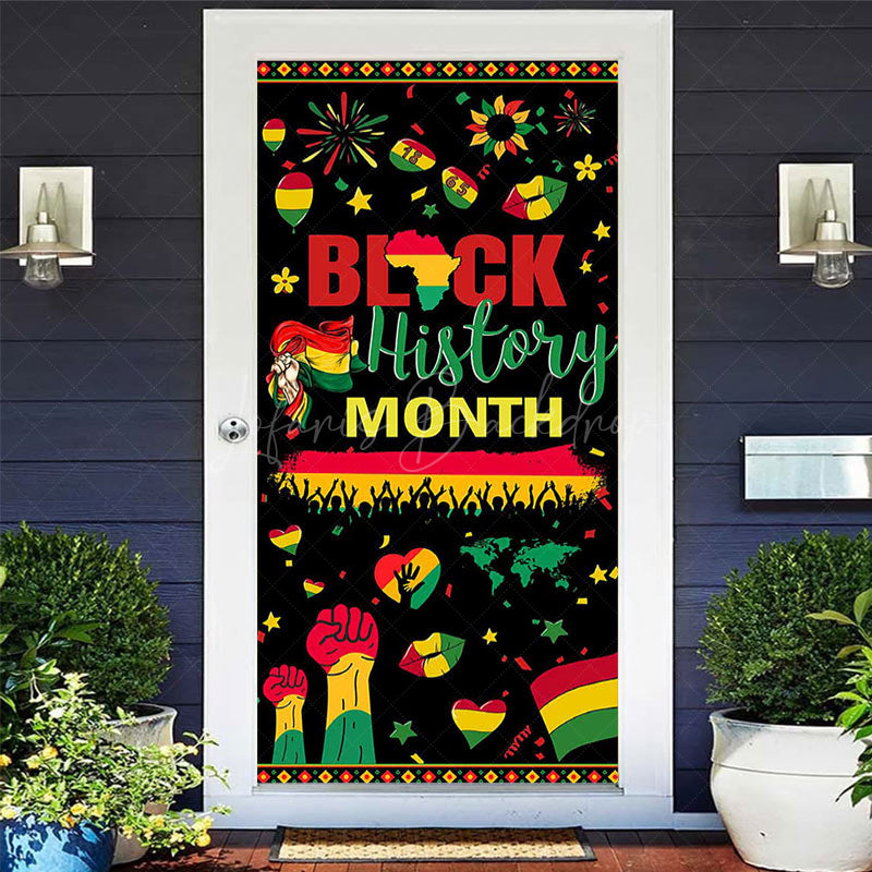 Lofaris Green Red Yellow Black History Month Door Cover