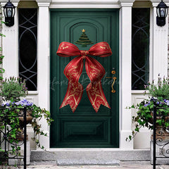 Lofaris Green Retro Door Red Bow Tie Christmas Cover