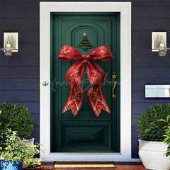 Lofaris Green Retro Door Red Bow Tie Christmas Cover