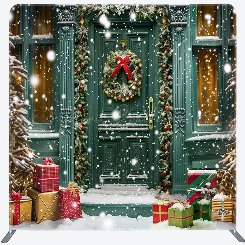 Lofaris Green Retro Door Tree Gifts Pillow Cover Backdrop