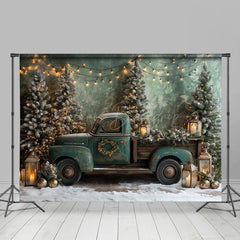 Lofaris Green Retro Truck Xmas Tree Christmas Vibe Backdrop