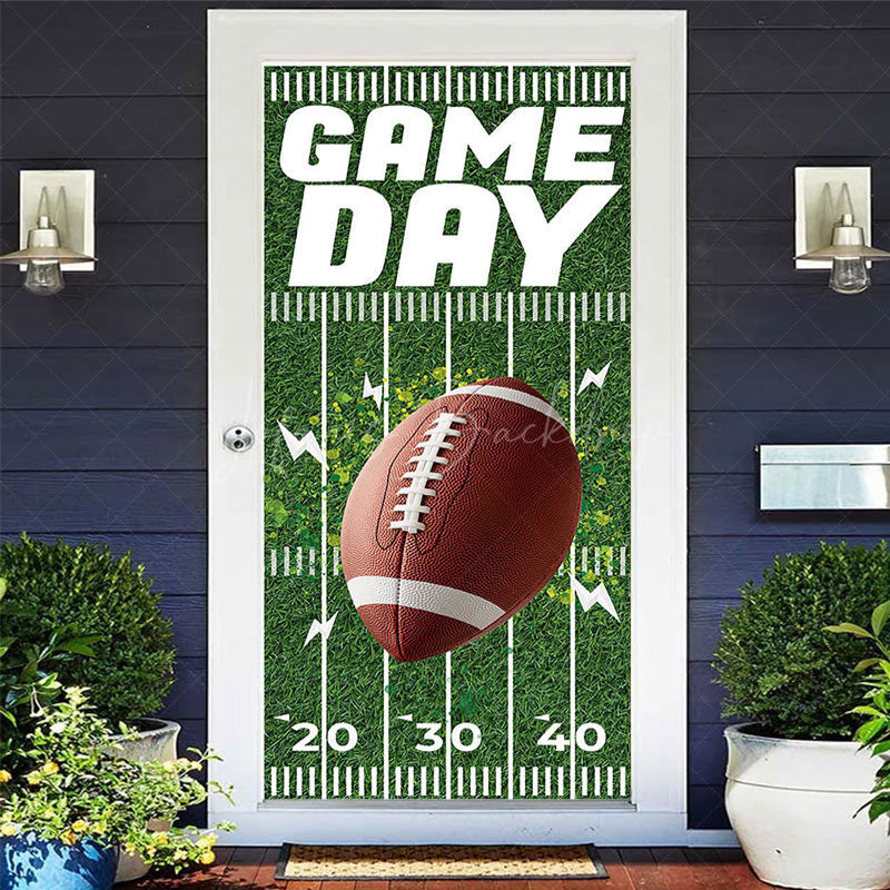 Lofaris Green Rugby Field Game Day Ball Sports Door Cover