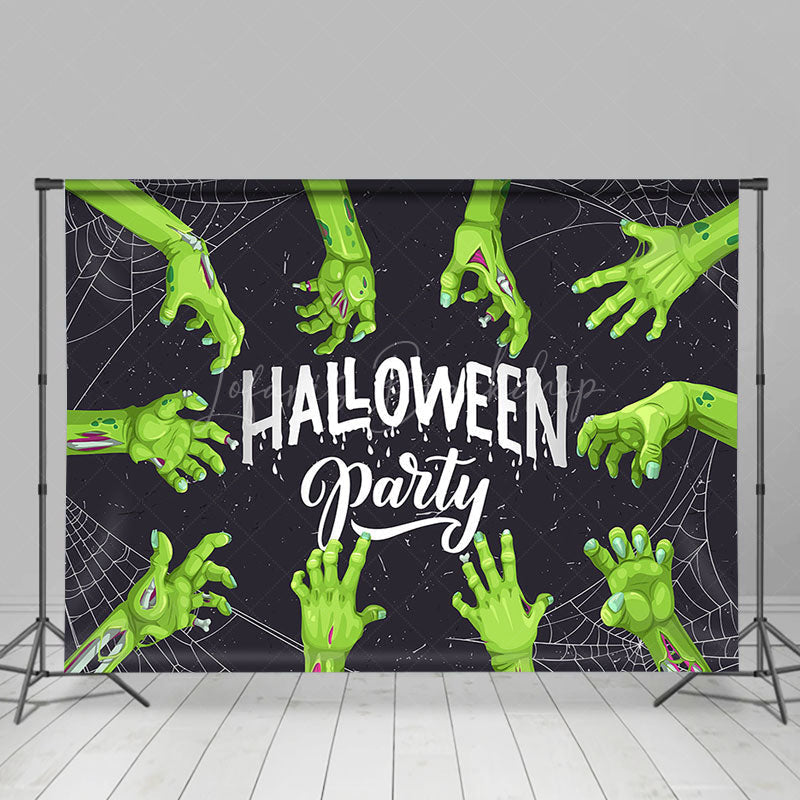 Lofaris Green Scary Hand Spider Wab Halloween Party Backdrop