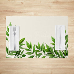 Lofaris Green Spring Leaves Beige Dining Set Of 4 Placemats