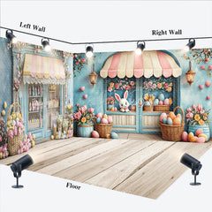 Lofaris Green Store Floral Bunny Egg Easter Room Set Backdrop