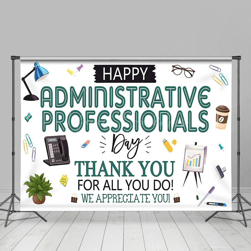 Lofaris Green Thank You Administrative Professionals Backdrop