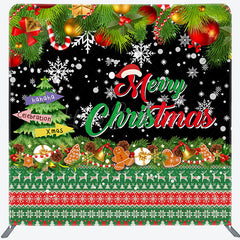 Lofaris Green Tree Merry Christmas Tension Fabric Backdrop