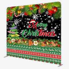 Lofaris Green Tree Merry Christmas Tension Fabric Backdrop