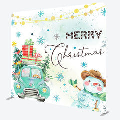 Lofaris Green Truck Tree Snowman Xmas Pillow Case Backdrop