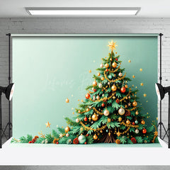 Lofaris Green Wall Gold Starry Xmas Tree Christmas Backdrop