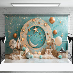 Lofaris Green Wall Starry Moon Galaxy Cake Smash Backdrop