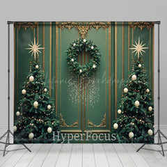 Lofaris Green Wall Tree Fireplace Christmas Room Set Backdrop