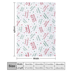 Lofaris Green White Fonts Christmas Custom Name Blanket