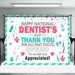 Lofaris Green White Happy National Dentists Day Backdrop