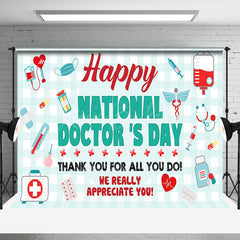 Lofaris Green White Plaid National Doctors Day Backdrop