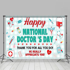 Lofaris Green White Plaid National Doctors Day Backdrop