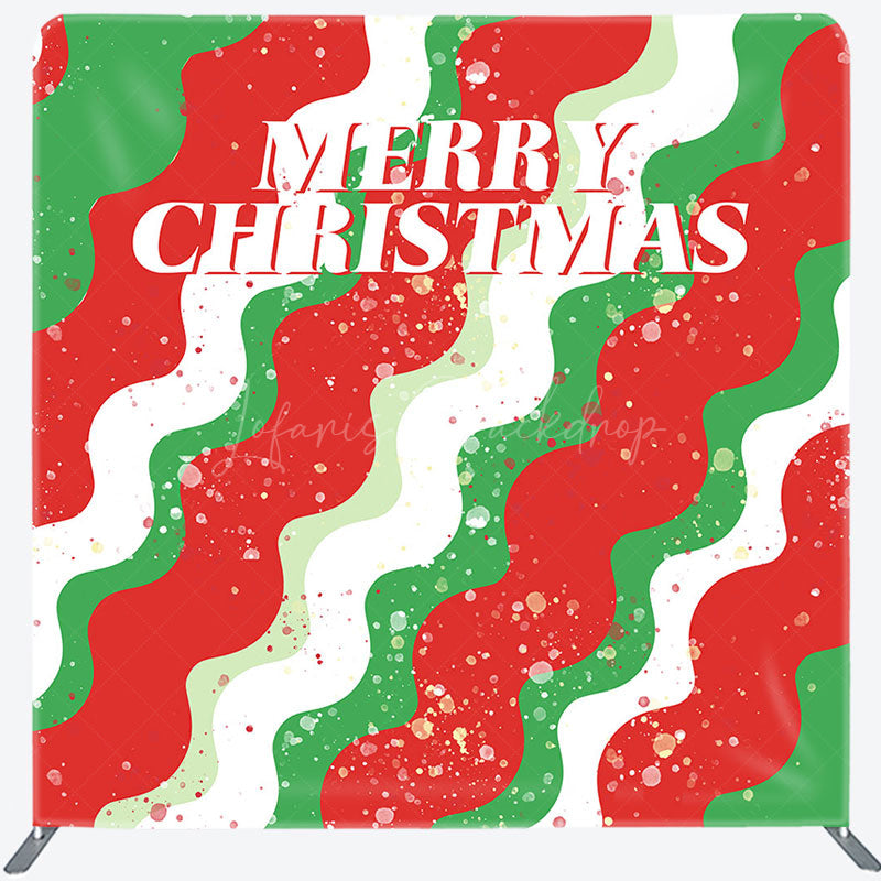 Lofaris Green White Red Wave Christmas Pillow Case Backdrop