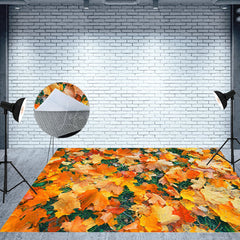 Lofaris Greenery Autumn Maple Leaf Fabric Floor Backdrop