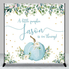 Lofaris Greenery Blue Pumpkin Custom Baby Shower Backdrop