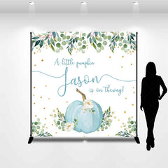 Lofaris Greenery Blue Pumpkin Custom Baby Shower Backdrop