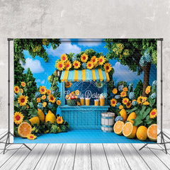 Lofaris Greenery Floral Lemonade Stand Summer Photo Backdrop