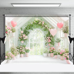 Lofaris Greenery Floral Warm White Hosue Balloons Backdrop