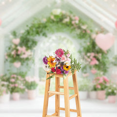 Lofaris Greenery Floral Warm White Hosue Balloons Backdrop