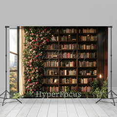 Lofaris Greenery Floral Wooden Bookshelf Spring Backdrop