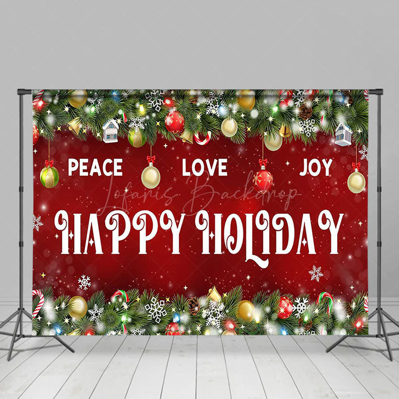 Lofaris Greenery Peace Love Joy Snow Happy Holiday Backdrop