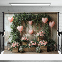 Lofaris Greenery Pink Rose Balloons Valentines Day Backdrop