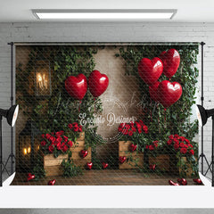 Lofaris Greenery Red Rose Balloons Valentines Day Backdrop