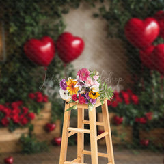 Lofaris Greenery Red Rose Balloons Valentines Day Backdrop