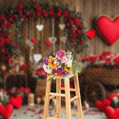 Lofaris Greenery Red Rose Romantic Valentines Day Backdrop