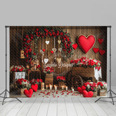 Lofaris Greenery Red Rose Romantic Valentines Day Backdrop