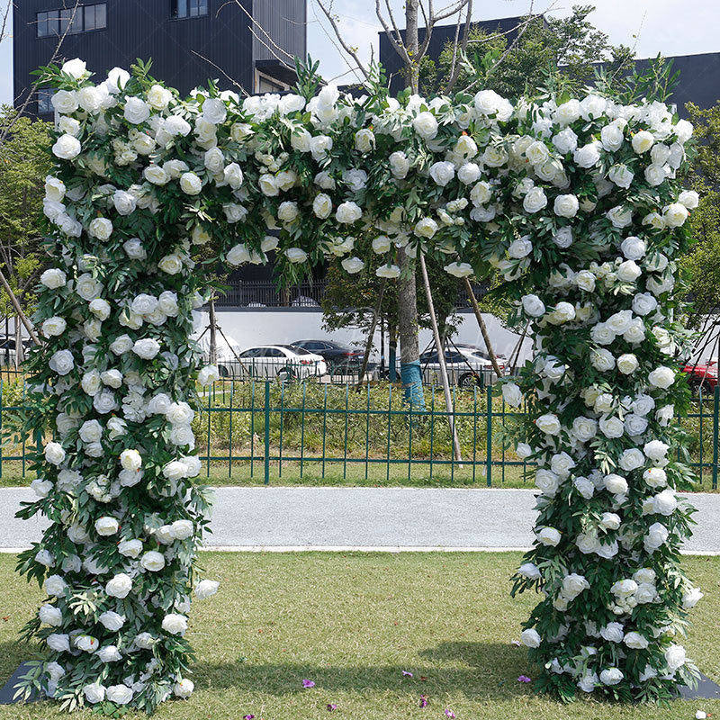 Lofaris Greenery White Rose Arch Flower Wall For Wedding