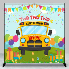 Lofaris Greenfield School Bus Custom Name Birthday Backdrop