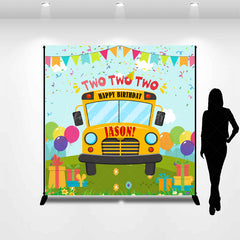 Lofaris Greenfield School Bus Custom Name Birthday Backdrop