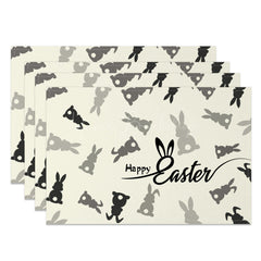 Lofaris Grey Black Bunny Happy Easter Set Of 4 Placemats