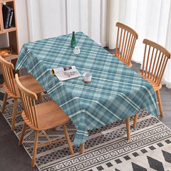 Lofaris Grey Blue Check Pattern Rectangle Tablecloth