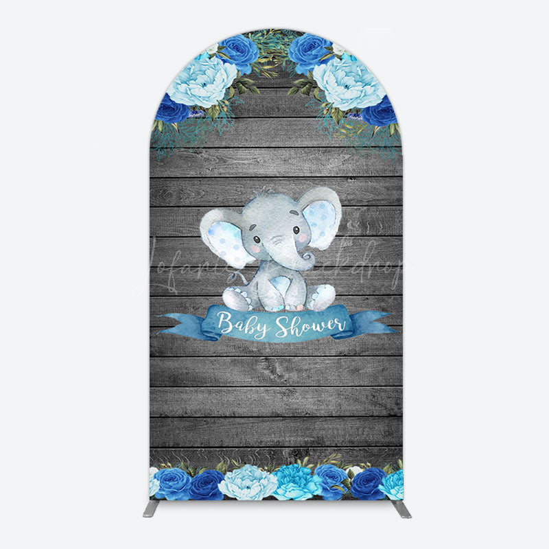 Lofaris Grey Blue Floral Elephant Arch Baby Shower Backdrop