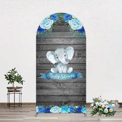 Lofaris Grey Blue Floral Elephant Arch Baby Shower Backdrop