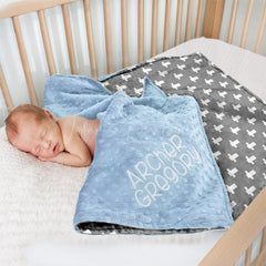 Lofaris Grey Dense White Easter Cross Minky Baby Blanket