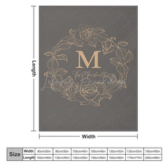 Lofaris Grey Gold Line Wreath Custom Initials Name Blanket