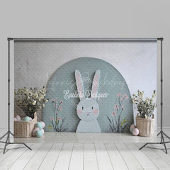 Lofaris Grey Green Wall Bunny Eggs Easter Room Set Backdrop